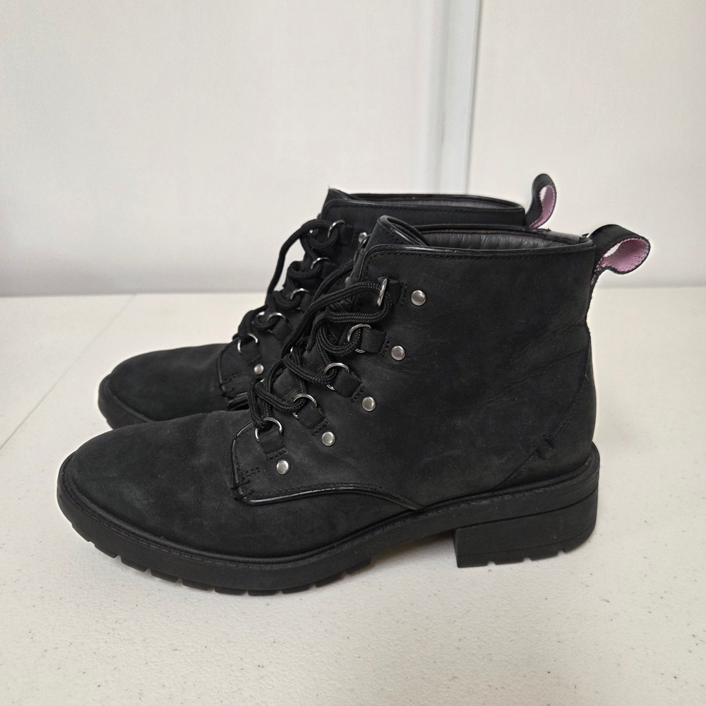 Cole Haan Grand.OS Black Leather Waterproof Hiker Combat Boots W12263 Womens 8B